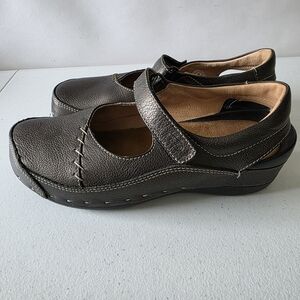 Wolky Leather Strap Cloggy Size 40 US 9 Brown Slip-on Chunky Shoe Boho Comfort